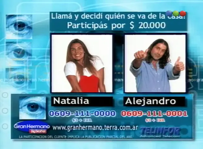 Natalia Fava y Alejandro Restuccia nominados Gran Hermano 1 Argentina