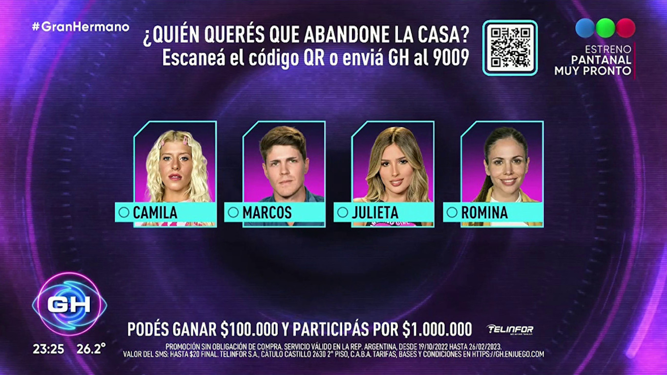 Camila, Marcos, Julieta y Romina nominados